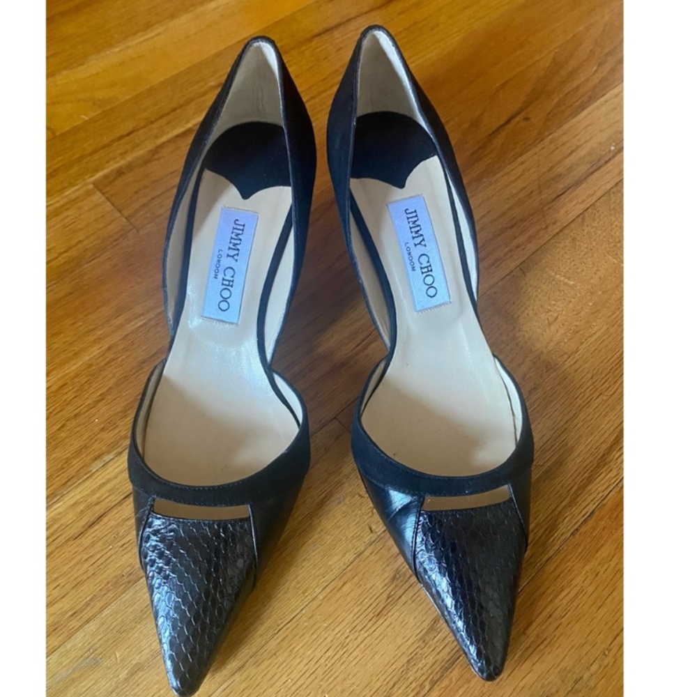 Jimmy Choo Women's 38 Black Pumps Pointed Toe Heels Suede